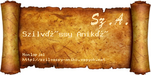 Szilvássy Anikó névjegykártya