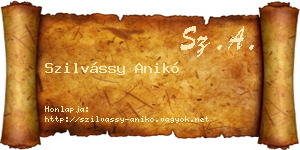 Szilvássy Anikó névjegykártya